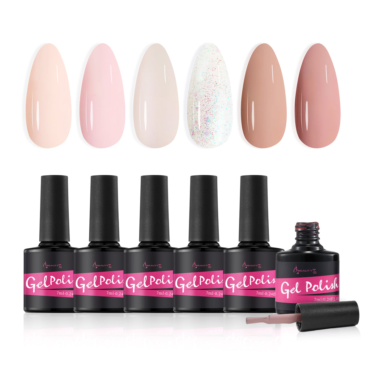 Beauty7 Gel Nail Polish Kit Nail Polish 6 Colors