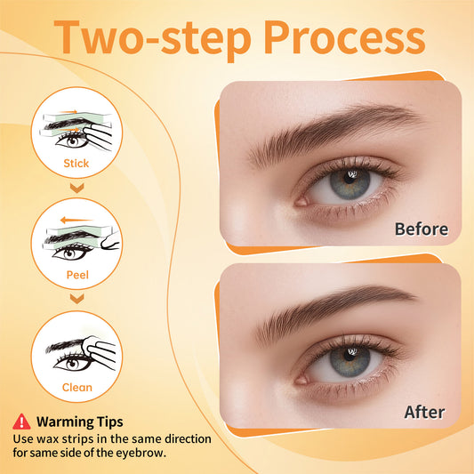 Beauty7 Fit Facial Wax Strips for Hair Removal -Straight Eyebrow Wax Strips at Home - 24 Strip, 4 Calming Oil Wipes for All Skin Types for Women