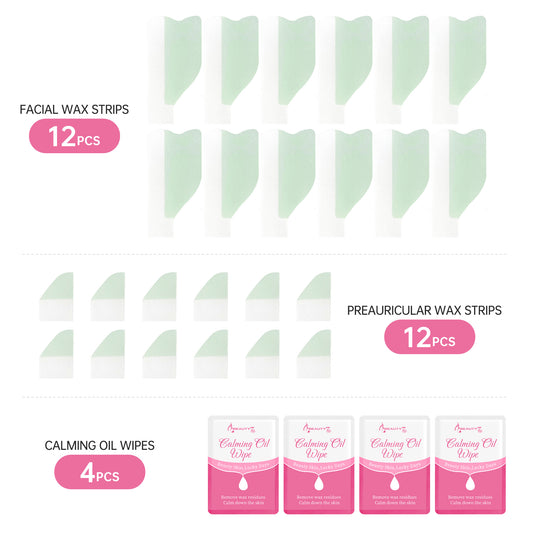 Beauty7 Facial Wax Strips Kit 3 Seconds Quick Hair Removal Cold Wax Strips for Silky Skins 24pcs
