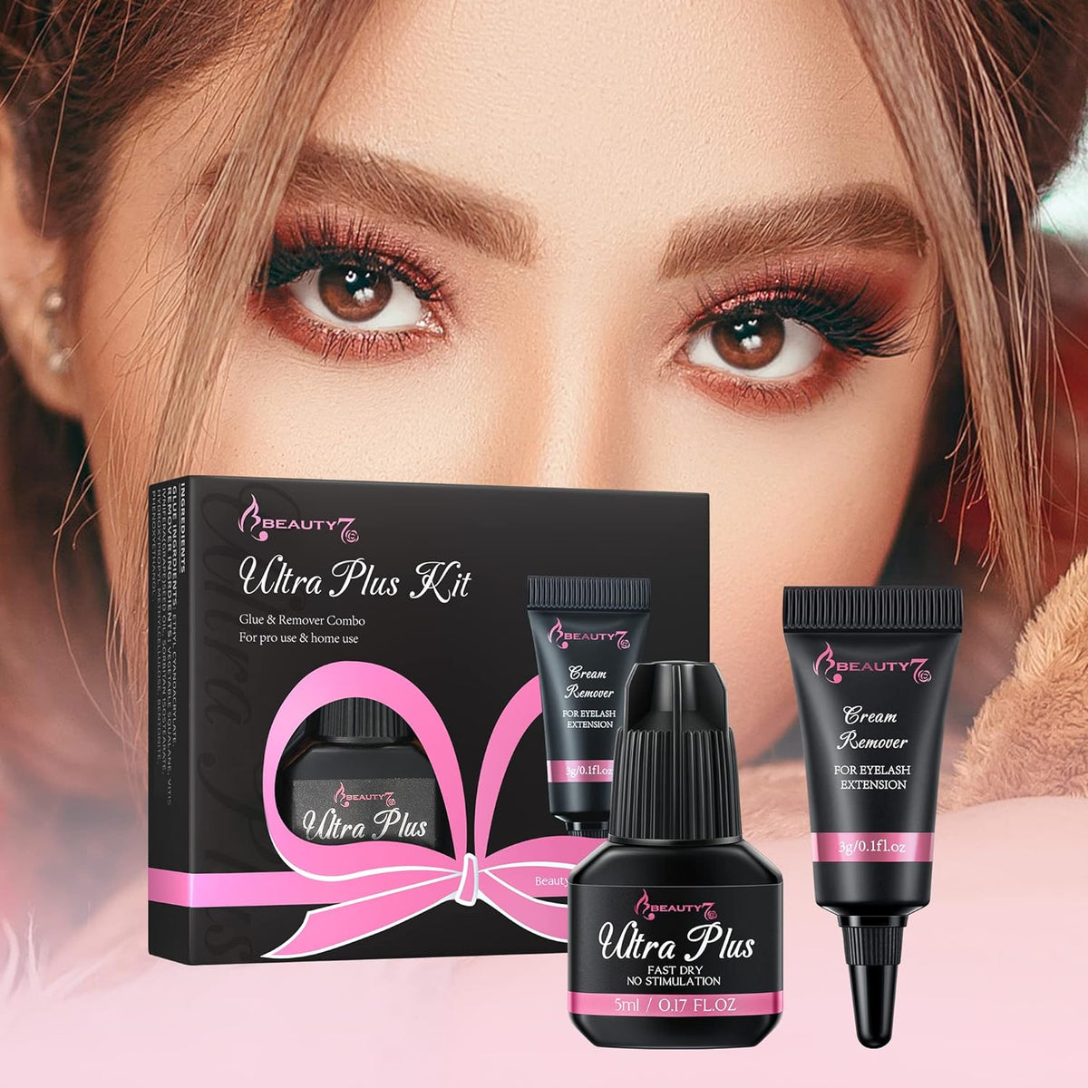 Beauty7 Ultra Plus Lash Glue with Cream Remover Kit