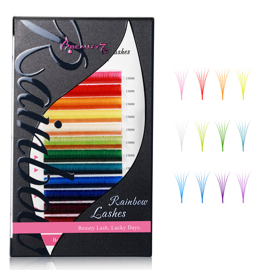 Colored Lashes 12 Colors Easy Fan 0.05 D+