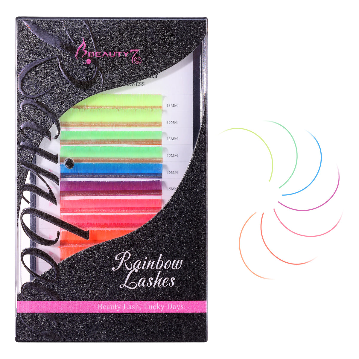 Colored Lashes 7 Colors Easyfan 0.07 D+ Mixed