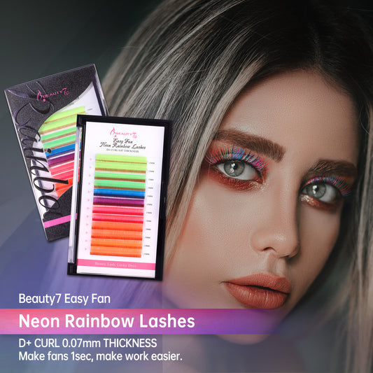 Colored Lashes 7 Colors Easyfan 0.07 D+ Mixed