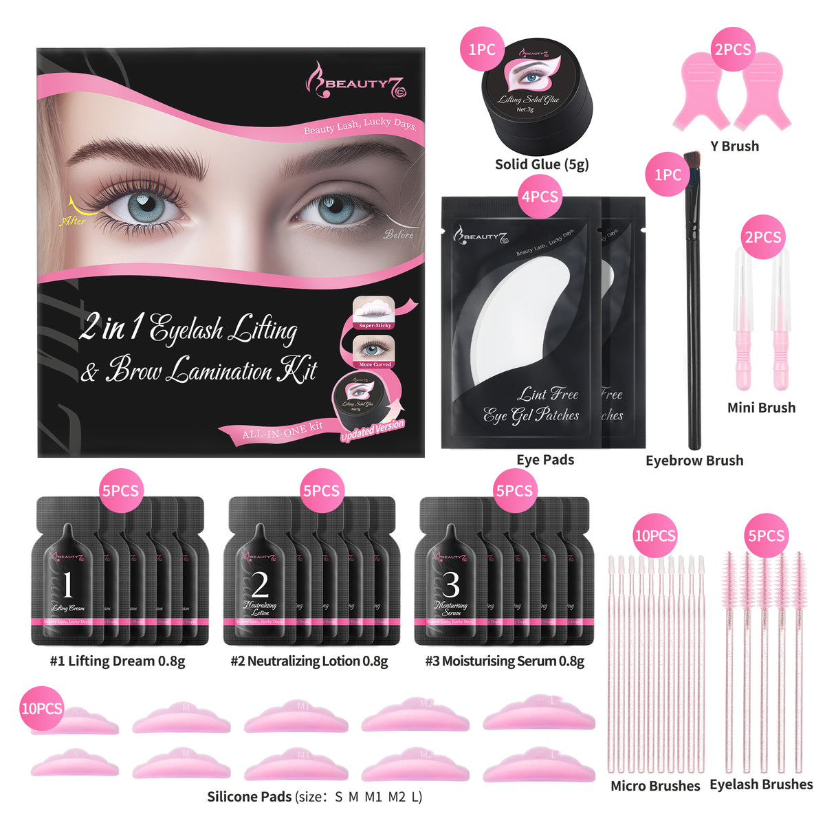 Beauty7 Lash Lift Kit Eyelash Perming Kit 5PCS