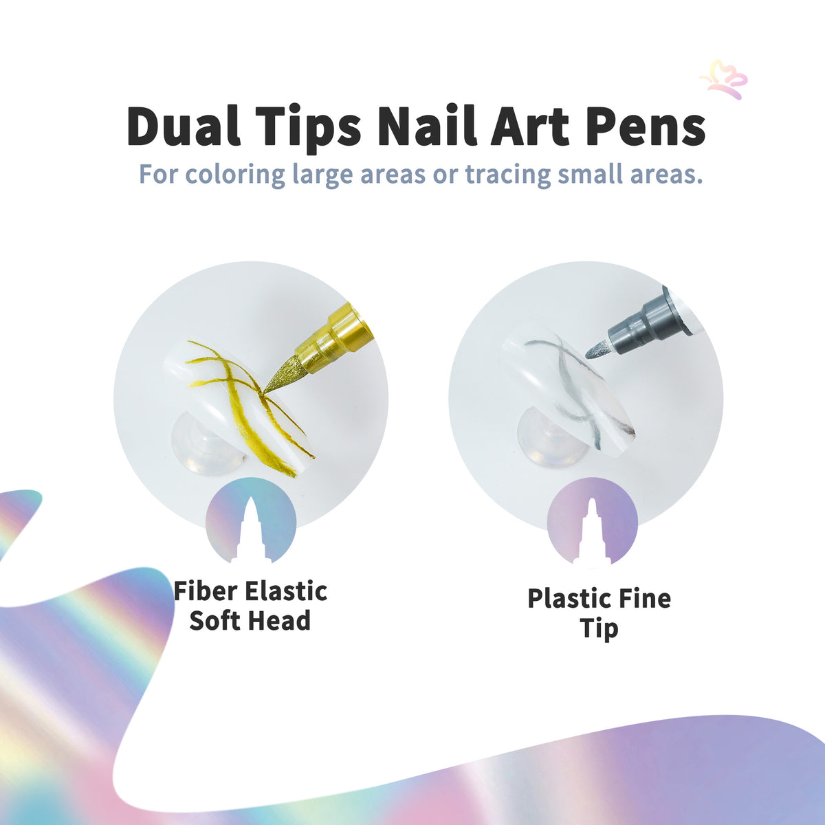 Beauty7 Nail Art Pens Set 10 Color Dual Tipped 3D Nail Polish Pens