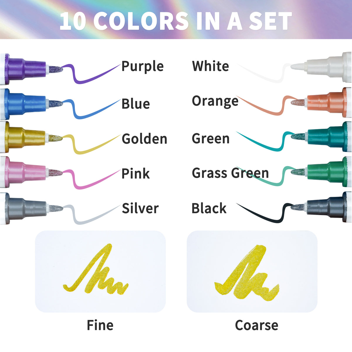 Beauty7 Nail Art Pens Set 10 Color Dual Tipped 3D Nail Polish Pens