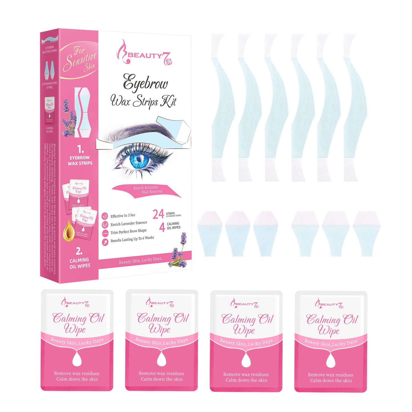 Beauty7 Empfindliche Augenbrauen Lippenwachsstrips Set Gesichts-Haarentfernung