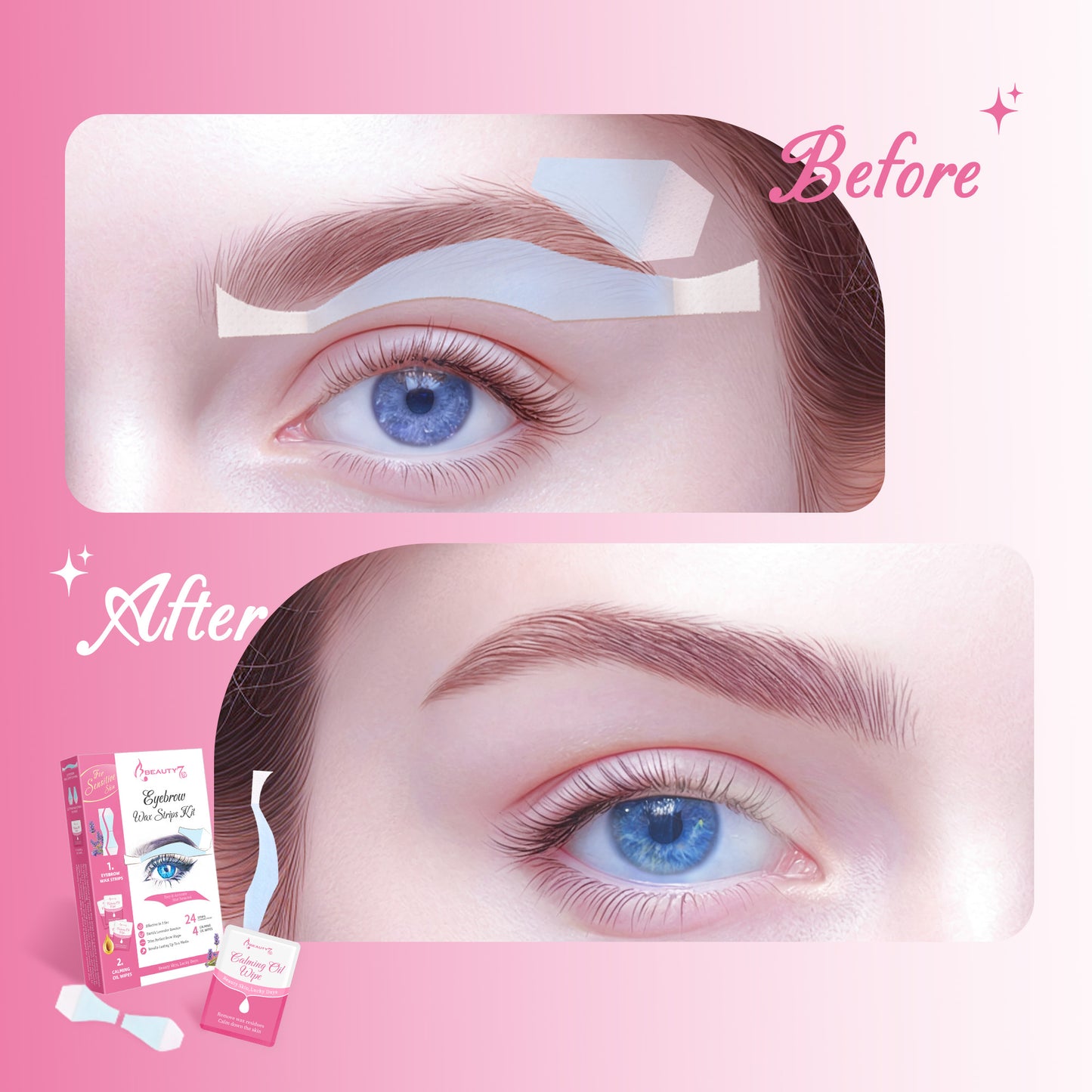 Beauty7 Empfindliche Augenbrauen Lippenwachsstrips Set Gesichts-Haarentfernung