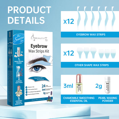 Beauty7 Sensitive Eyebrow Wax Strips Kit Lip Wax Strip Kit with Pearl Powder Essential Oil