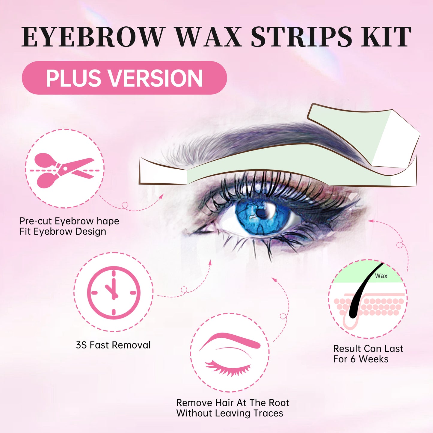 Beauty7 Eyebrow Wax Strips Kit Plus Version Eyebrow Hair Removal