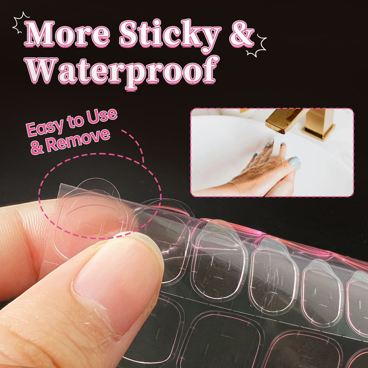 Beauty7 Nail Adhesive Tabs 32 Sheets Transparent Nail Adhesive Tabs For Press-on Nails