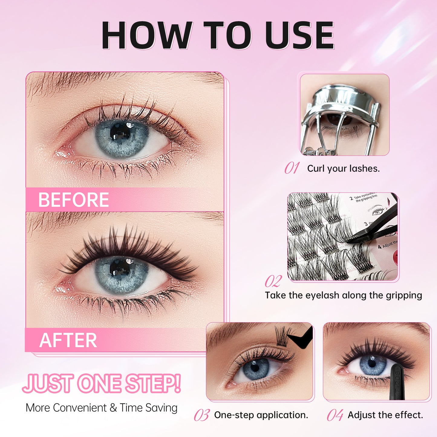 Beauty7 Self Adhesive Eyelashes 40PCS  Pre Glued Cluster Lashes Dense Fan