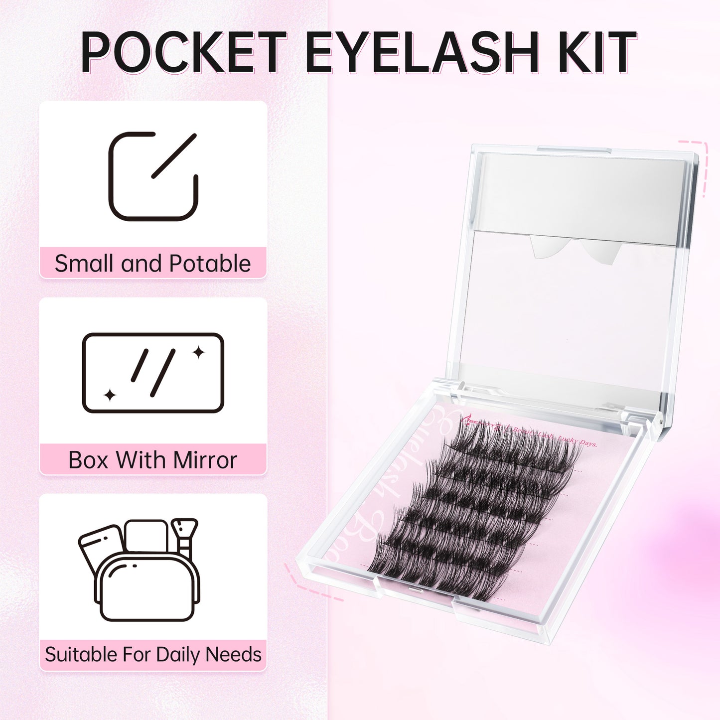 Beauty7 Pocket Eyelashes Kit Eyelash Extension Kit Easy Kit