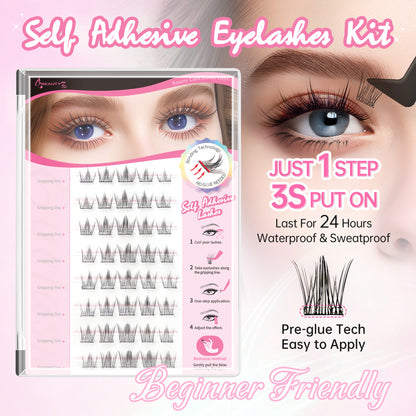 Beauty7 Self Adhesive Eyelashes 40PCS  1 Step Pre Glued Cluster Lashes