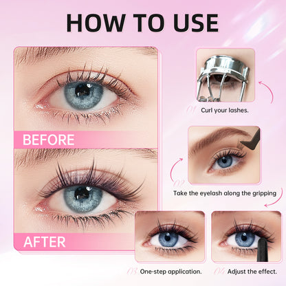 Beauty7 Self Adhesive Eyelashes 40PCS  1 Step Pre Glued Cluster Lashes