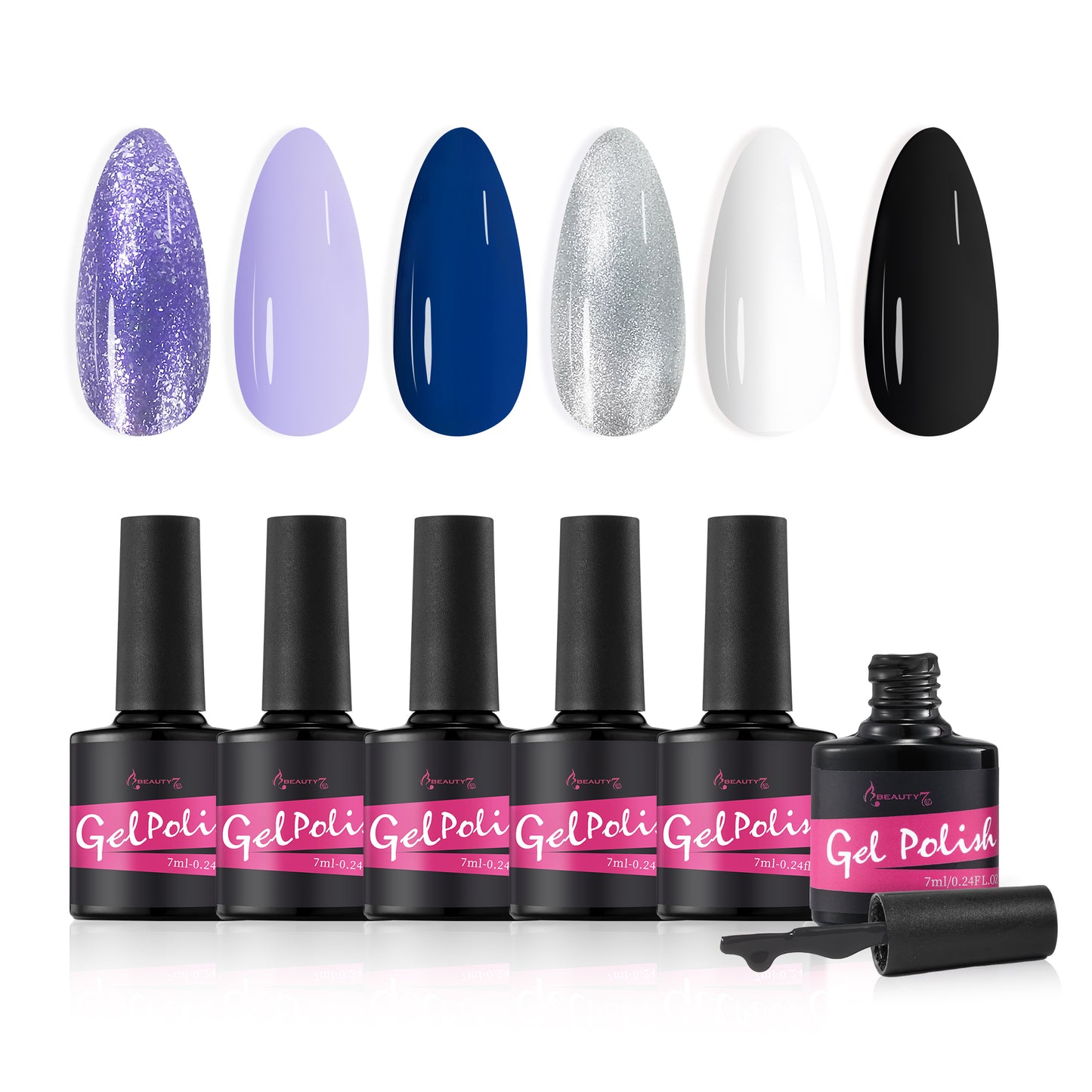 Beauty7 Gel-Nagellack-Set Nagellack 6 Farben