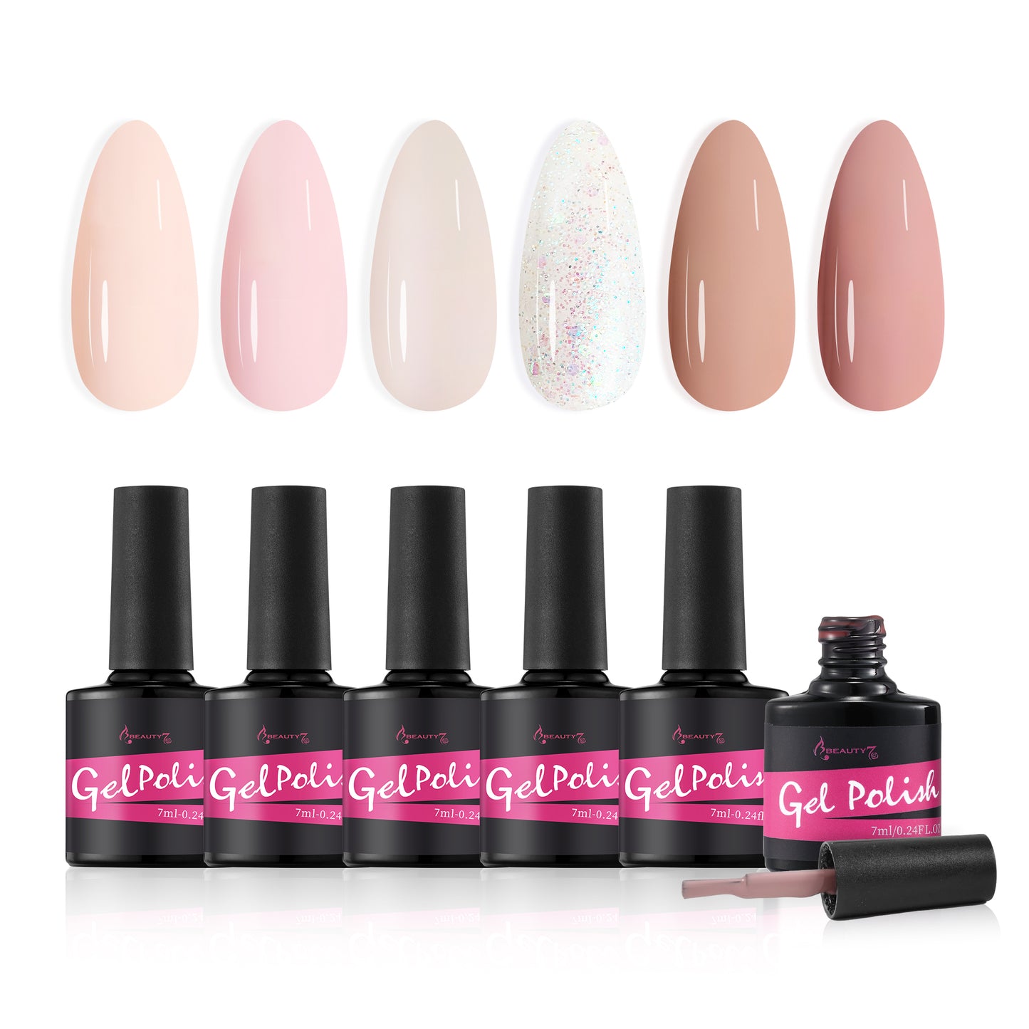 Beauty7 Gel-Nagellack-Set Nagellack 6 Farben