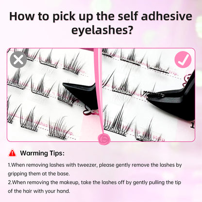Beauty7 Self Adhesive Eyelashes 40PCS  1 Step Pre Glued Cluster Lashes