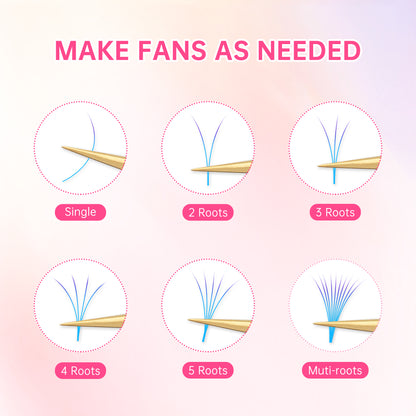 Beauty7 Easy Fan Rainbow Lashes Ombre Gradient Color Lash Extensions D Curl 0.07mm