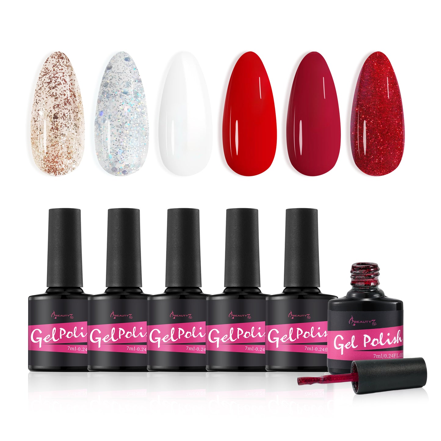 Beauty7 Gel-Nagellack-Set Nagellack 6 Farben