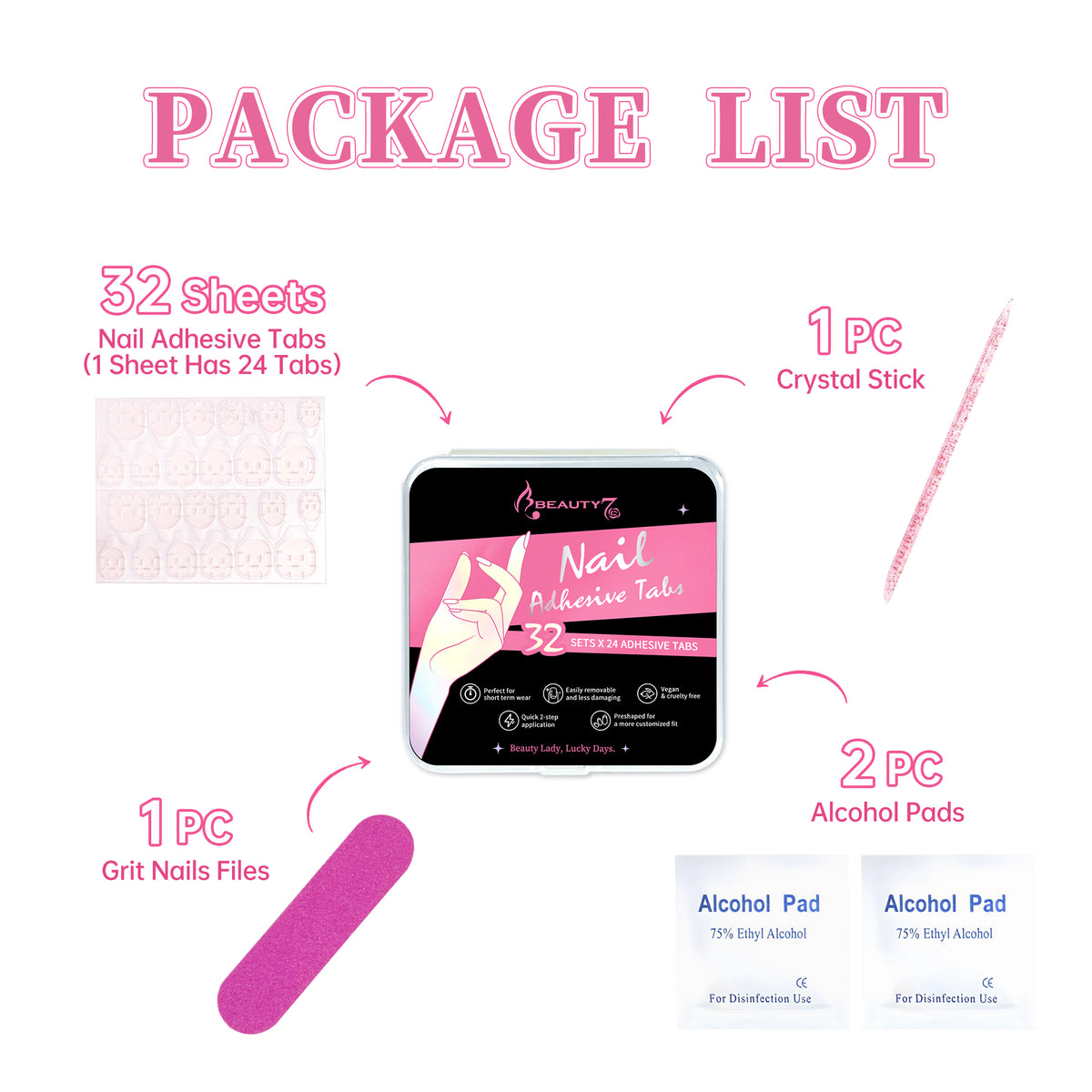 Beauty7 Nail Adhesive Tabs 32 Sheets Transparent Nail Adhesive Tabs For Press-on Nails