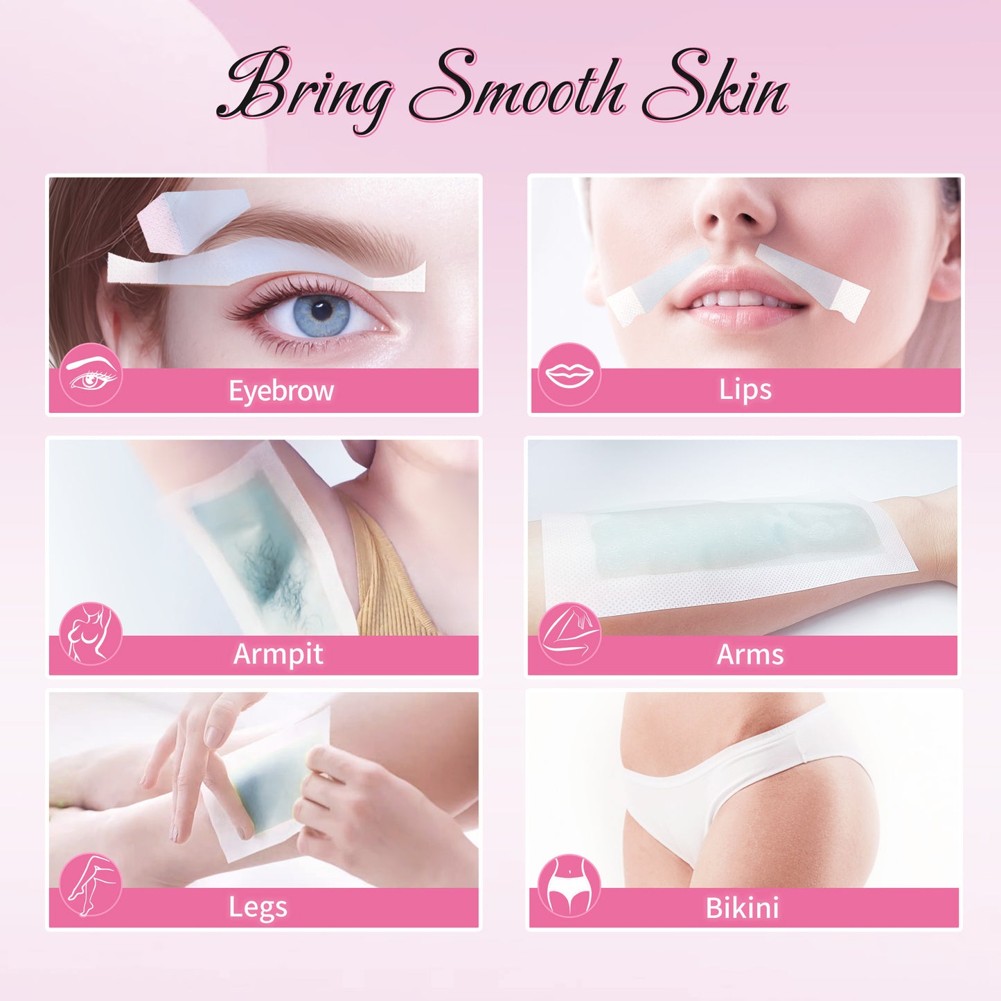 Beauty7 Eyebrow Wax Strips Kit All in One 88 pcs Body Wax Strips Kit Bikini Legs Arms Wax Strips