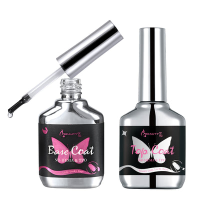 Beauty7 Base Coat and Top Coat Set 15ml UV Lamp Needed