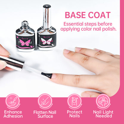 Beauty7 Base Coat and Top Coat Set 15ml UV Lamp Needed