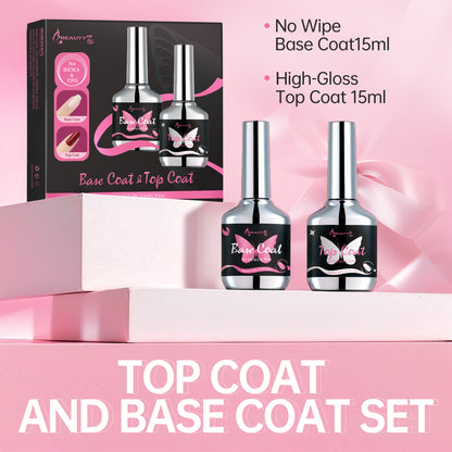 Beauty7 Base Coat and Top Coat Set 15ml UV Lamp Needed