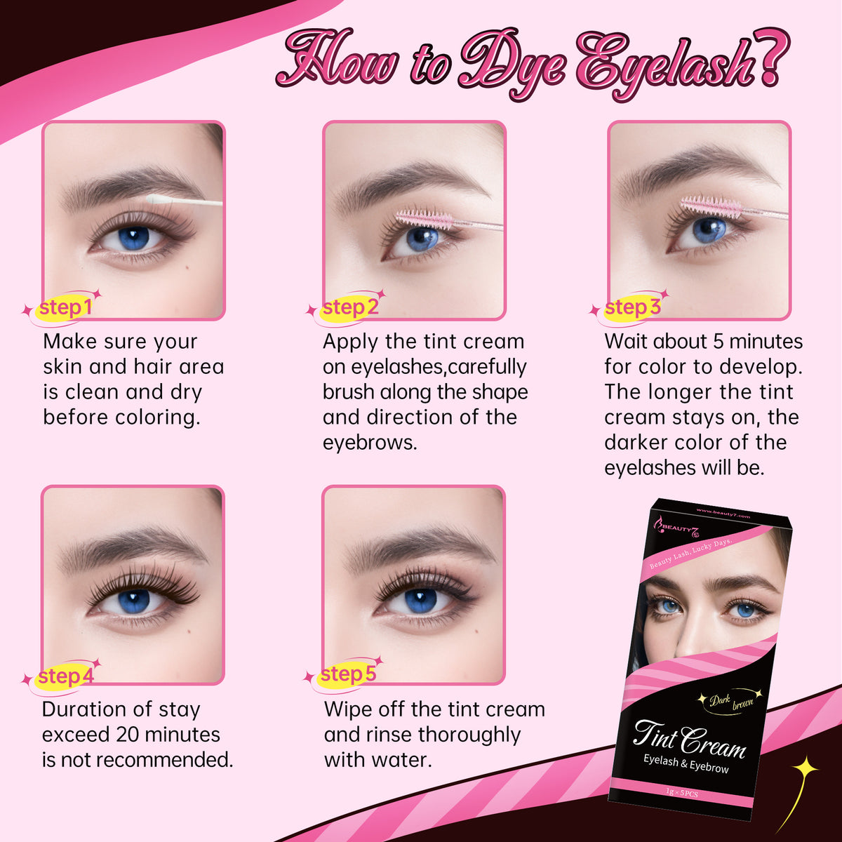Beauty7 Brow Tint Kit Eyebrow Tint Kit Dark Brown