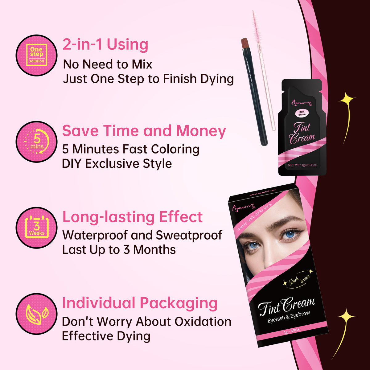Beauty7 Brow Tint Kit Eyebrow Tint Kit Dark Brown