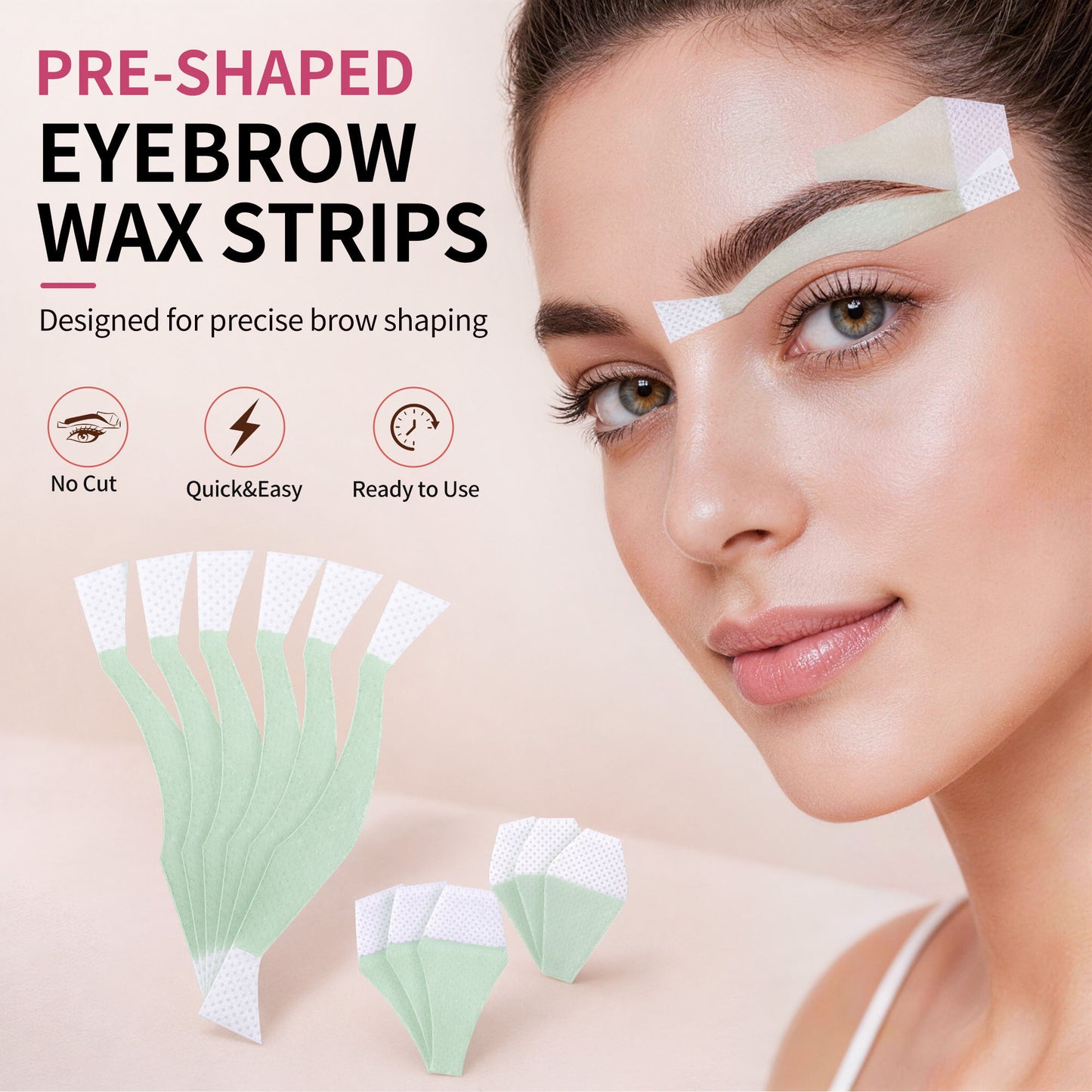 Beauty7 Eyebrow Wax Strips Cold Wax Strips 24pcs Waxing Strips with 4pcs Cleaner Oil Wipes