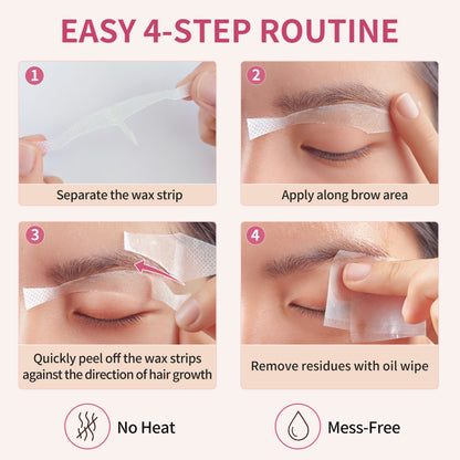 Beauty7 Eyebrow Wax Strips Cold Wax Strips 24pcs Waxing Strips with 4pcs Cleaner Oil Wipes