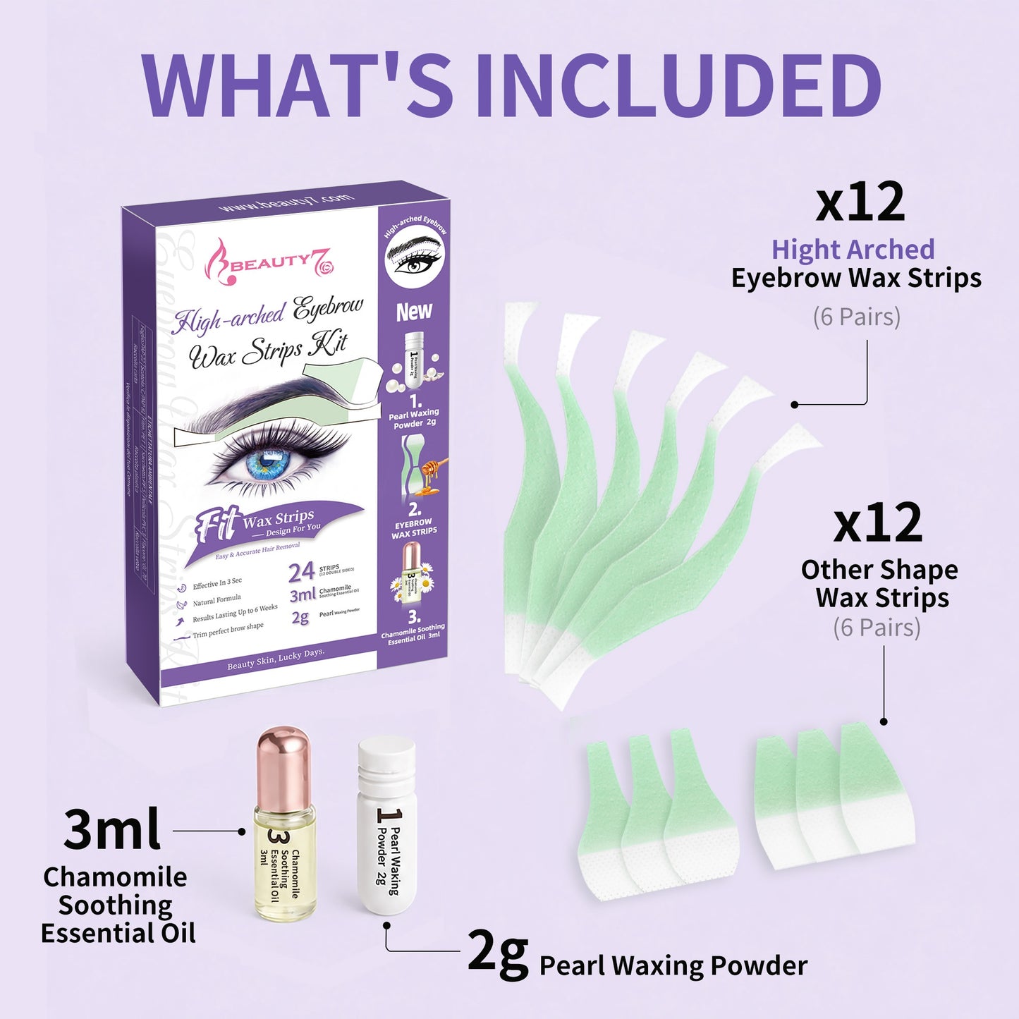 Beauty7 Eyebrow Wax Strips High-arched Eyebrow Wax Strips Kit Hair Removal Women