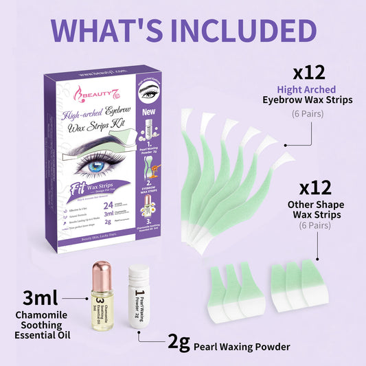Beauty7 Eyebrow Wax Strips High-arched Eyebrow Wax Strips Kit Hair Removal Women