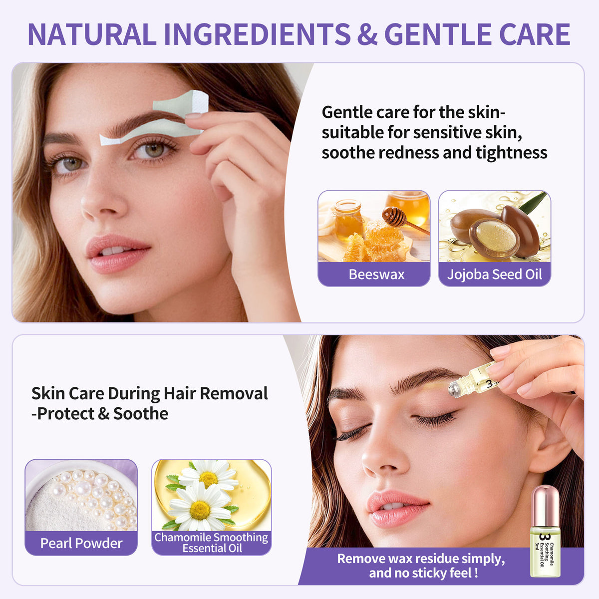 Beauty7 Eyebrow Wax Strips High-arched Eyebrow Wax Strips Kit Hair Removal Women