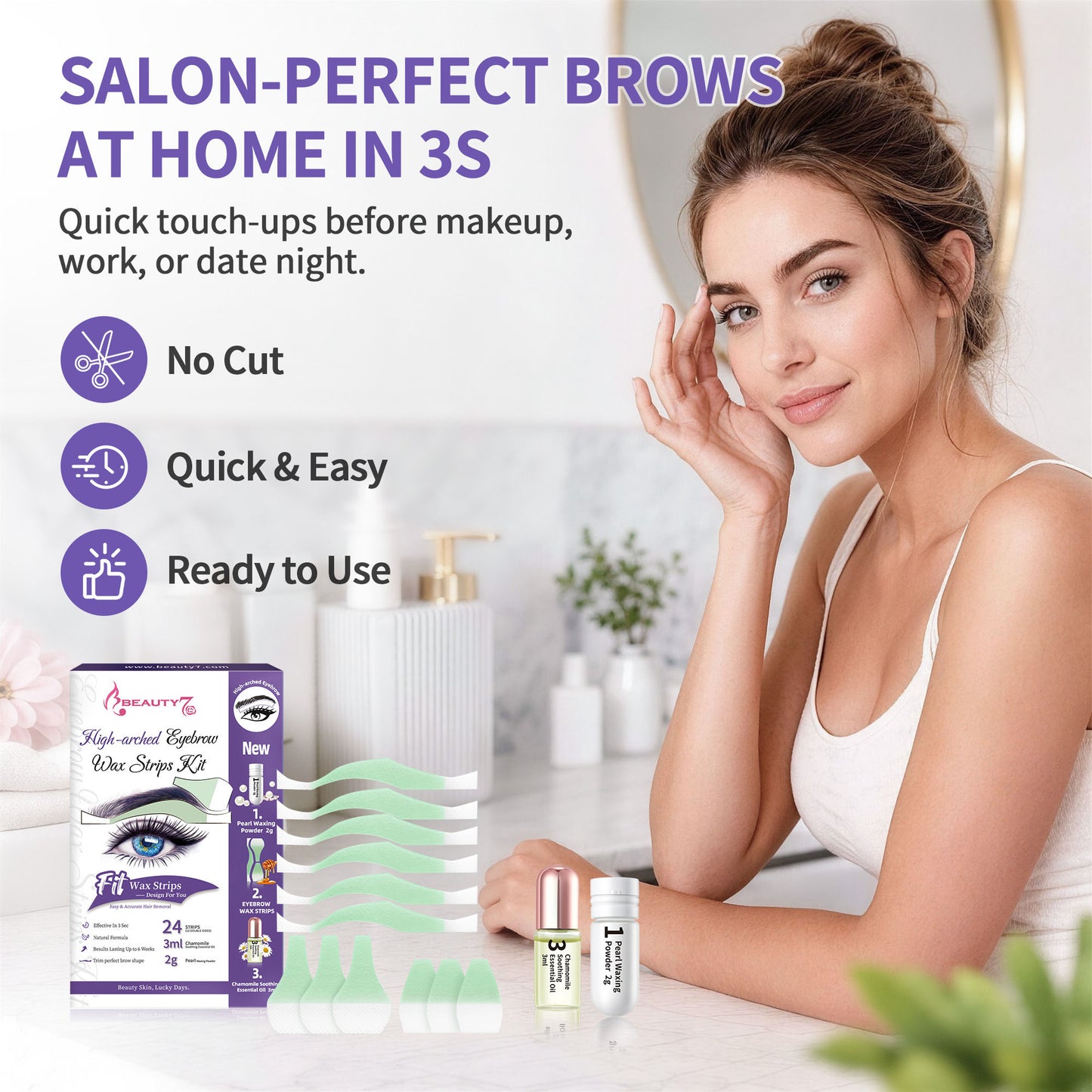 Beauty7 Eyebrow Wax Strips High-arched Eyebrow Wax Strips Kit Hair Removal Women