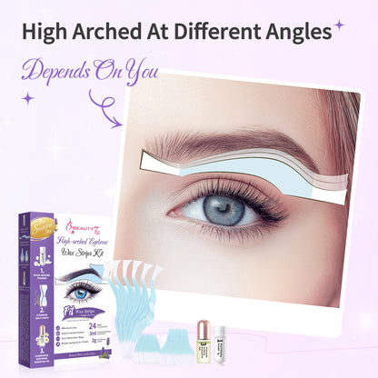 Beauty7 High Arched Eyebrow Wax Strips, 24 Strips with Essential Oil &Pearl Powder, at Home Eyebrow Waxing Strip for Sensitive Skin for Women, No heated Needed Facial Hair Removal
