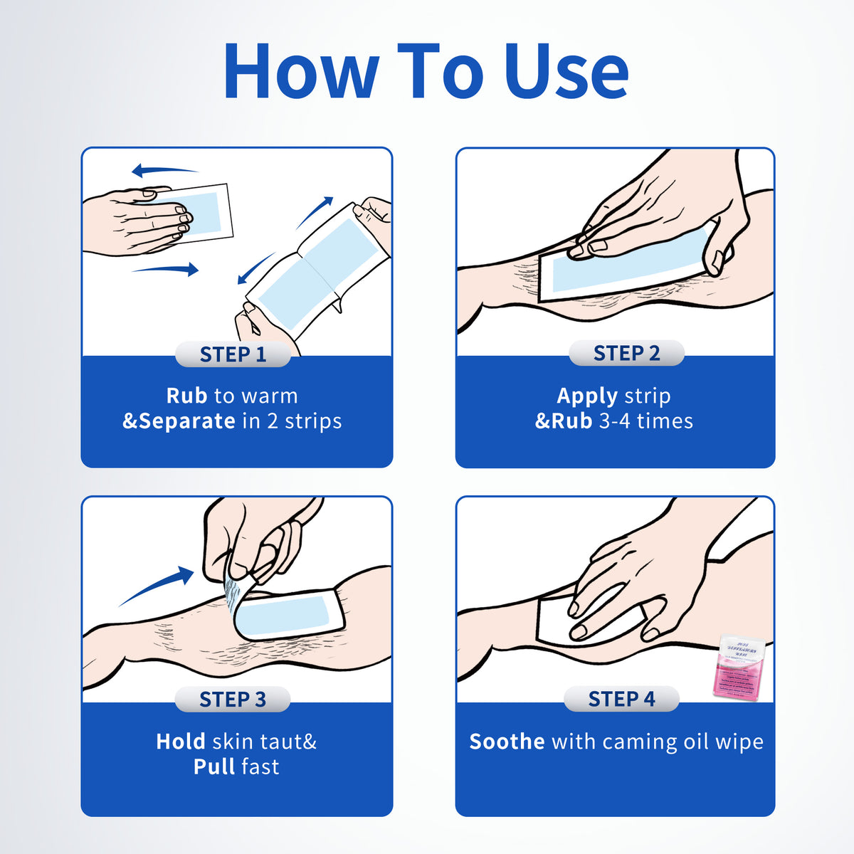 Beauty7 Men Body Waxing Strips 20 Waxing Strips 4 Calming Oil Wipes