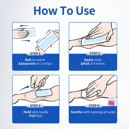 Beauty7 Men Body Waxing Strips 20 Waxing Strips 4 Calming Oil Wipes