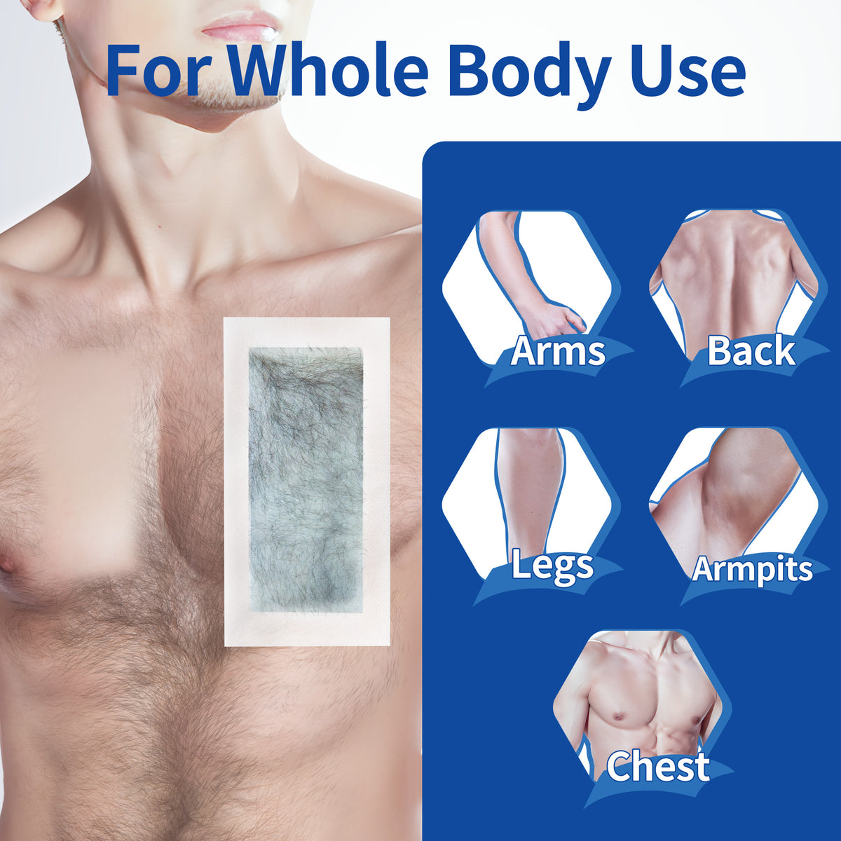 Beauty7 Men Body Waxing Strips 20 Waxing Strips 4 Calming Oil Wipes