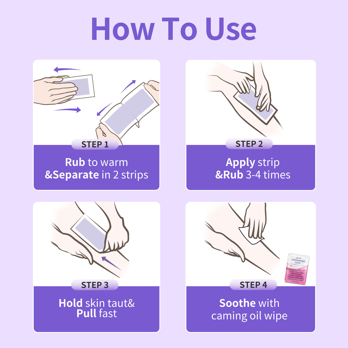 Beauty7 Women Wax Strips for Body, Ready to Use Waxing Strips, Facial Hair Removal Wax, Legs Arms Chest Bikini Waxing, At Home Waxing Kit, 20 Strip 6 Calming Oil Wipes for Sensitive Skin