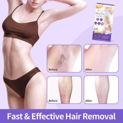 Beauty7 Women Wax Strips for Body, Ready to Use Waxing Strips, Facial Hair Removal Wax, Legs Arms Chest Bikini Waxing, At Home Waxing Kit, 20 Strip 6 Calming Oil Wipes for Sensitive Skin
