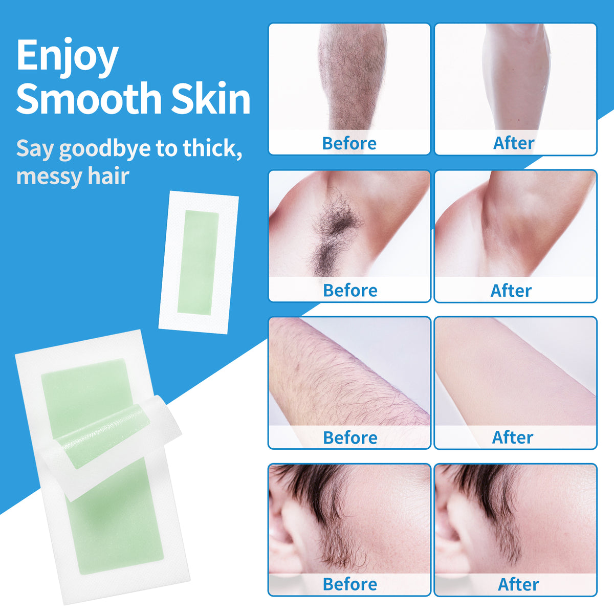 Beauty7 Men Wax Strips for Body, Ready to Use Waxing Strips, Facial Hair Removal Wax, Legs Arms Chest At Home Waxing Kit, 36 Waxing Strip 4 Calming Oil Wipes