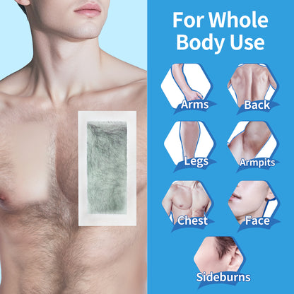 Beauty7 Men Wax Strips for Body, Ready to Use Waxing Strips, Facial Hair Removal Wax, Legs Arms Chest At Home Waxing Kit, 36 Waxing Strip 4 Calming Oil Wipes