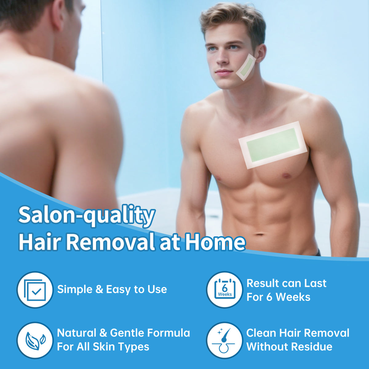 Beauty7 Men Wax Strips for Body, Ready to Use Waxing Strips, Facial Hair Removal Wax, Legs Arms Chest At Home Waxing Kit, 36 Waxing Strip 4 Calming Oil Wipes