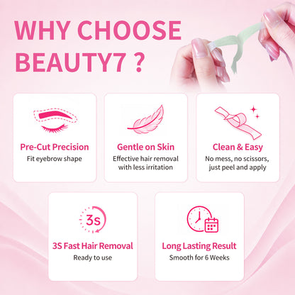 BEAUTY7 Pre-Cut Facial Wax Strips Trial Kit, 8 Strips&1 Calming Oil Wipes Ready to Use Eyebrow& Lip Hair Removal– No Heat, for Sensitive Skin