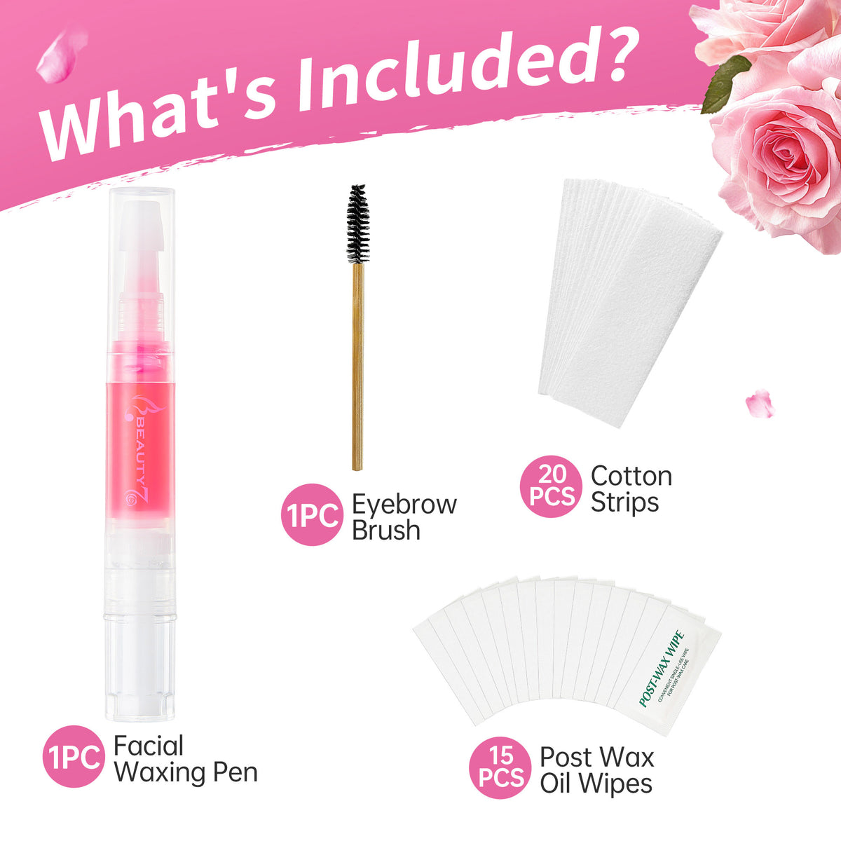 Beauty7 Sticky Eyebrow Wax Kit, Face Waxing Kit, Facial Hair Removal for Upper Lip Cheeks Chin, Eyebrow Shaper Wax Kit, Waxing Strips for All Skin Type for Women
