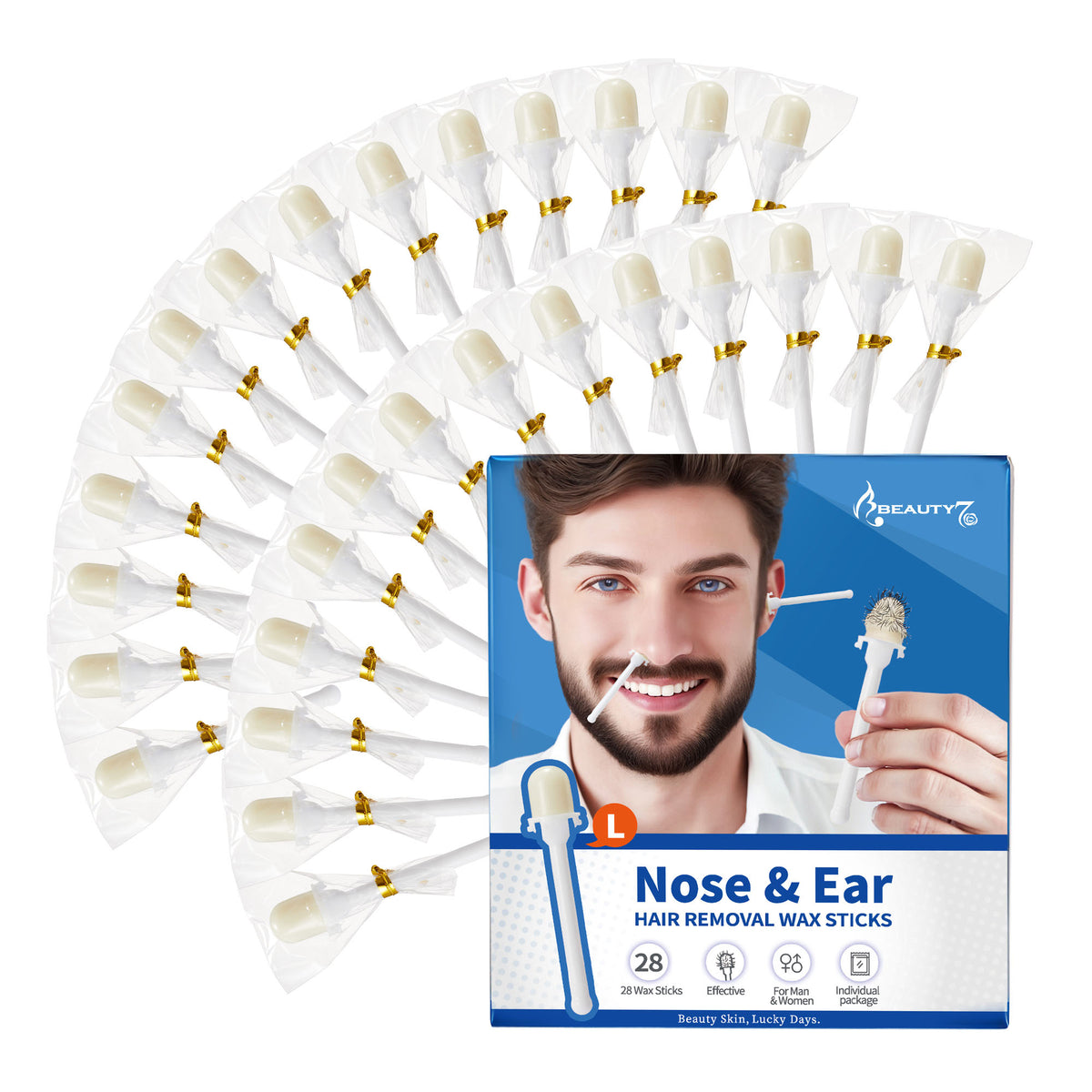 Beauty7 Nose Wax Sticks, Ear Wax Kit, L Size, 28 Counts