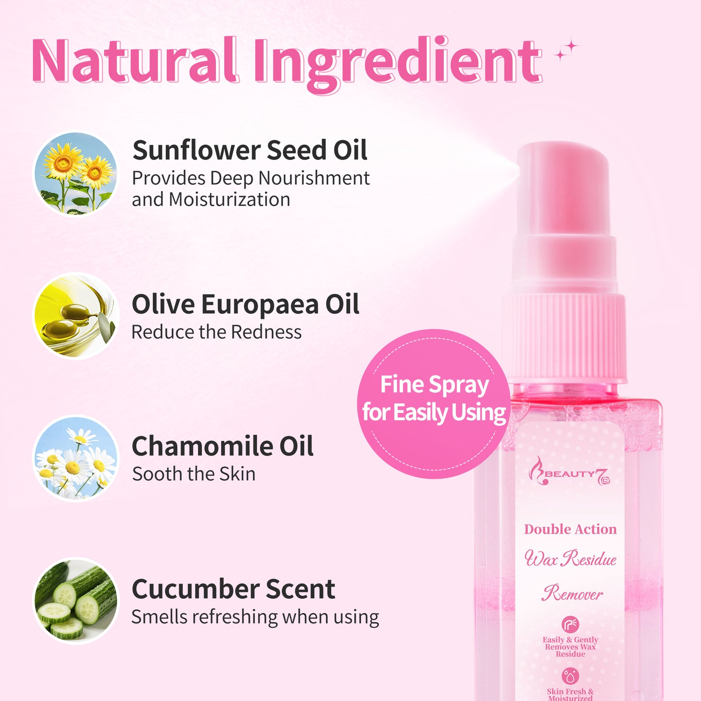 Beauty7 Post Wax Residue Remover, Post Wax Oil, After Waxing Spray, Easy& Gently Hair Remover Waxing, After Waxing Care Product 2.71 oz/ 80ml